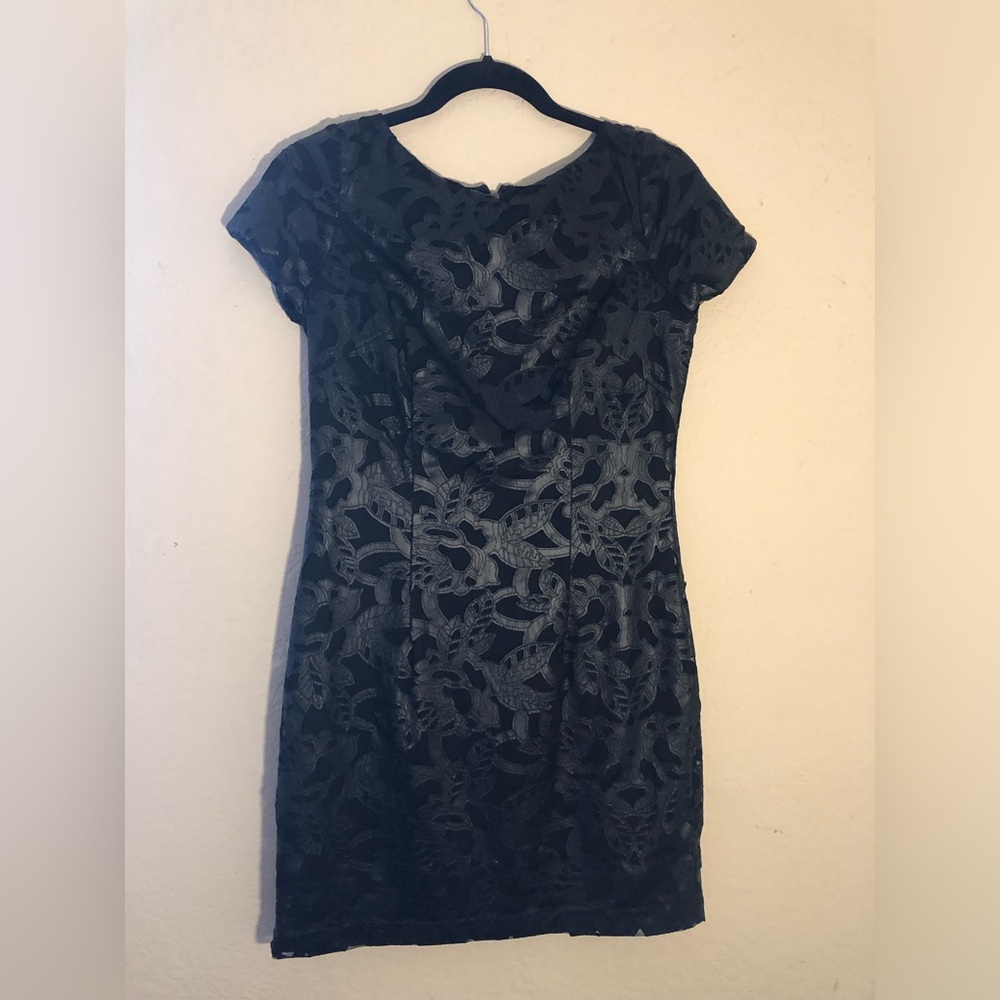 Black leather mini dress